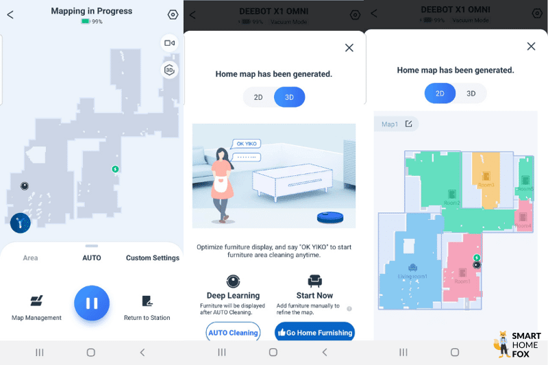 Schnell-Kartierungsmodus wird in der Ecovacs Home App durchgeführt